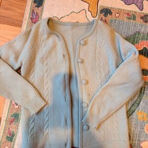 Vintage Scottish Cable Knit Cardigan Sweater soft 60s